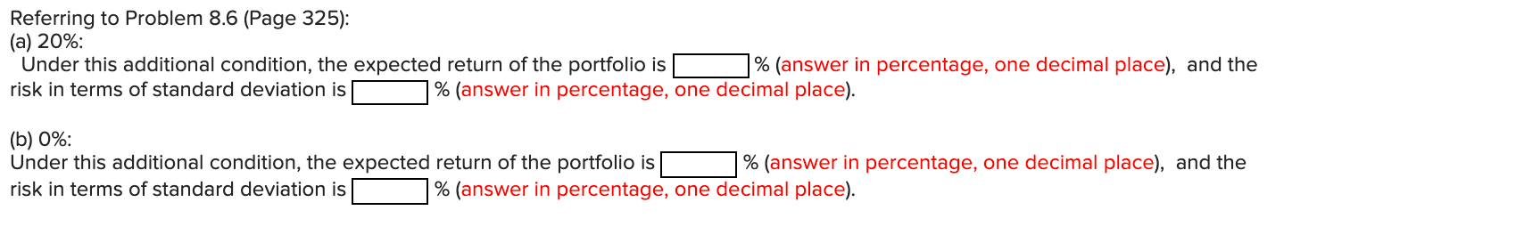 8.6. Reconsider the portfolio selection example,