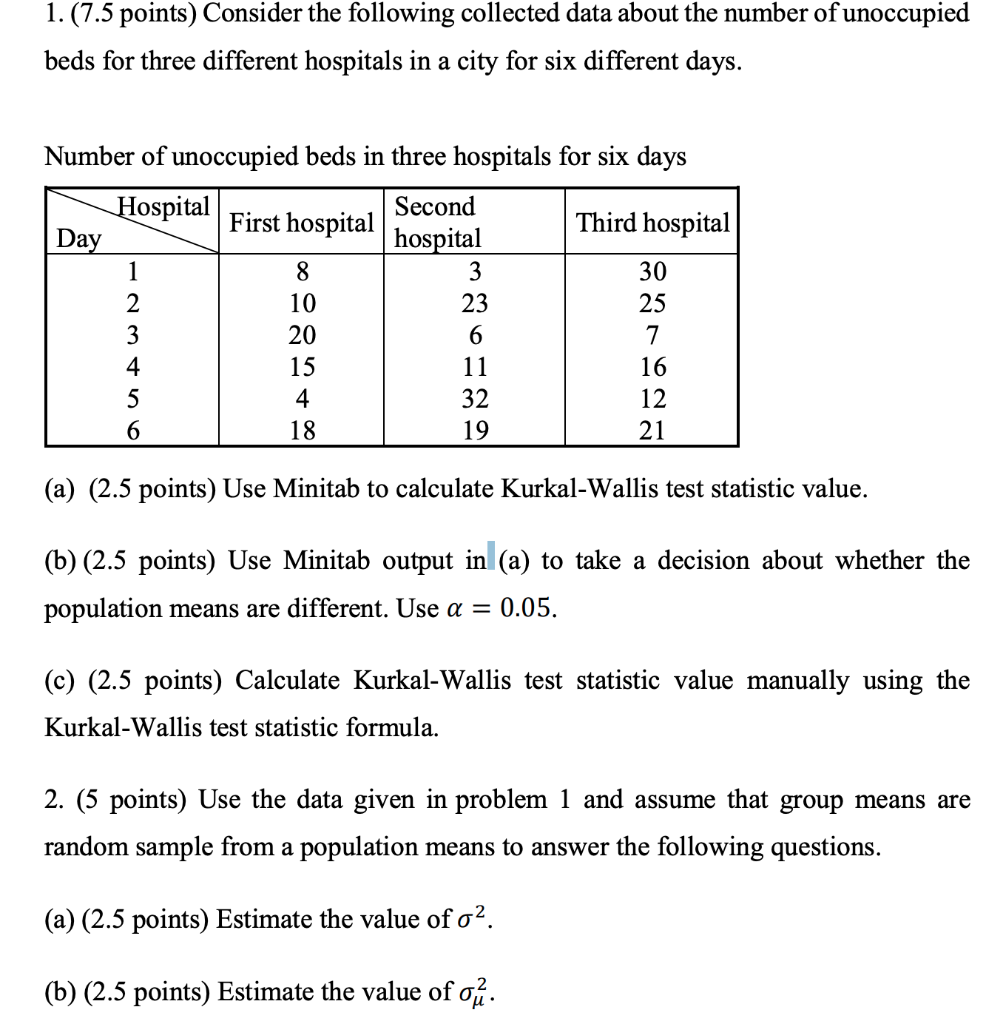 Part 1. c. and 2. a. and b. 1. (7.5 points)
