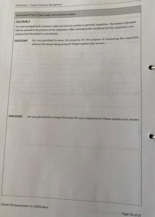 Assessment Part 2: Case study and scenario