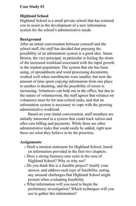 Case Study #2 Highland School Highland School is