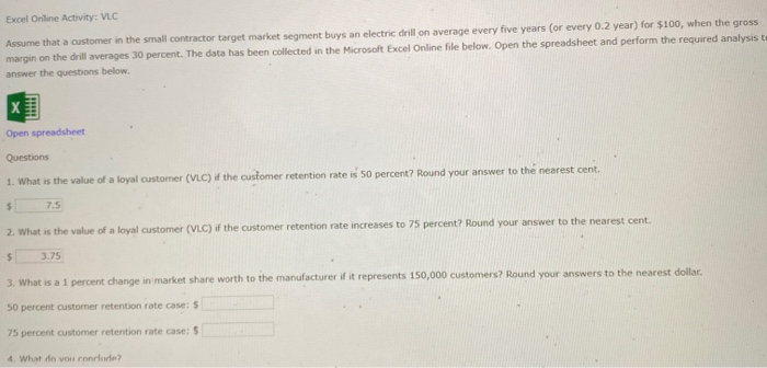 i need help with question 1-4 please. Excel