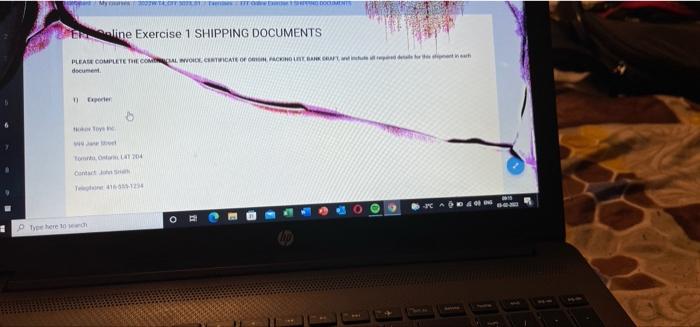 MWENDOCRINT line Exercise 1 SHIPPING DOCUMENTS