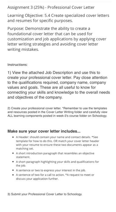 write cover letter for 25% Sample Job Posting: