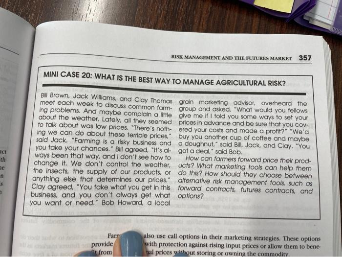 act th ne n S RISK MANAGEMENT AND THE FUTURES