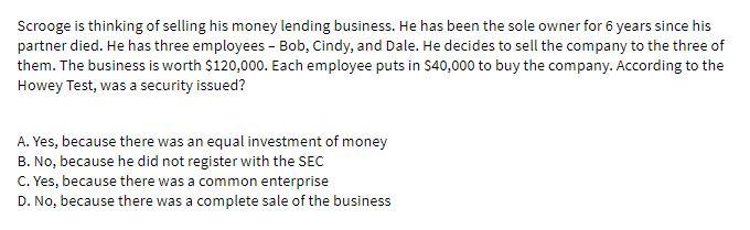 Scrooge is thinking of selling his money lending