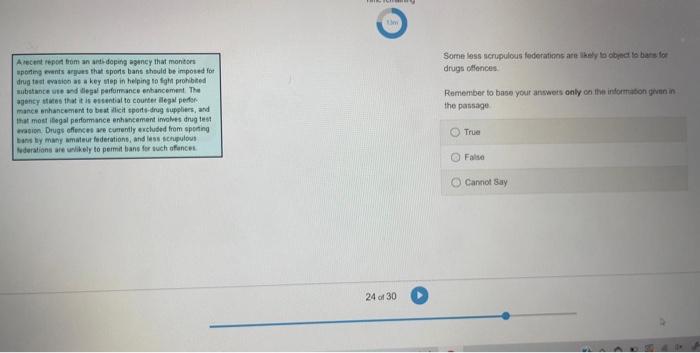 Verbal Test: Please remember to base your answer