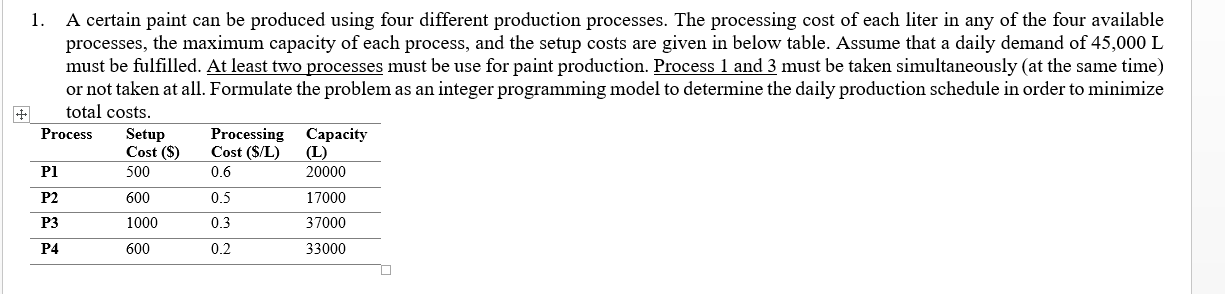 1. A certain paint can be produced using four