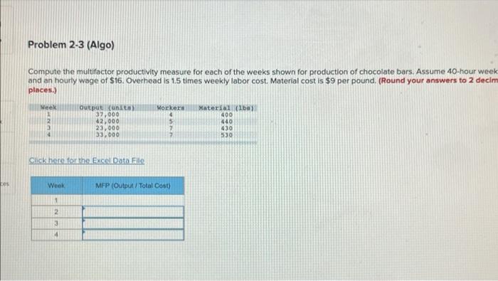 Problem 2-3 (Algo) Compute the multifactor