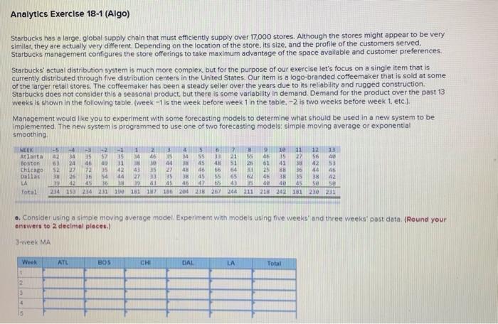 there are 3 tables 3 week 5 week and question B