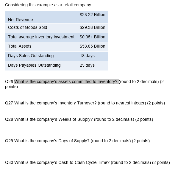 Considering this example as a retail company