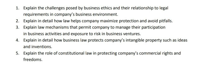 1. Explain the challenges posed by business