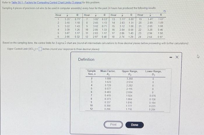 Refer to Table S6 1. Factors for Computing