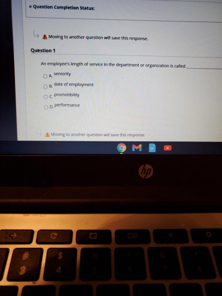 Question Completion Status: Moving to another