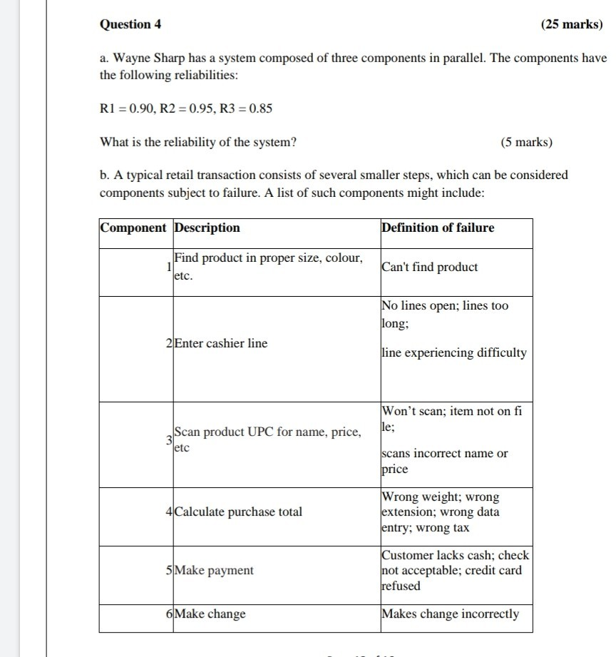 Question 4 (25 marks) a. Wayne Sharp has a system