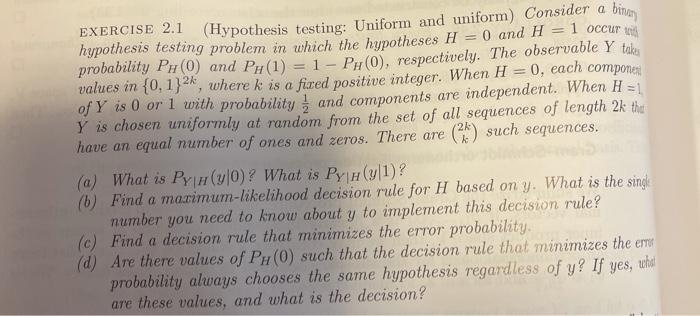 binan EXERCISE 2.1 (Hypothesis testing: Uniform