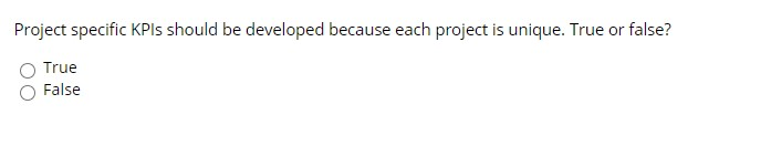 Project specific KPIs should be developed because