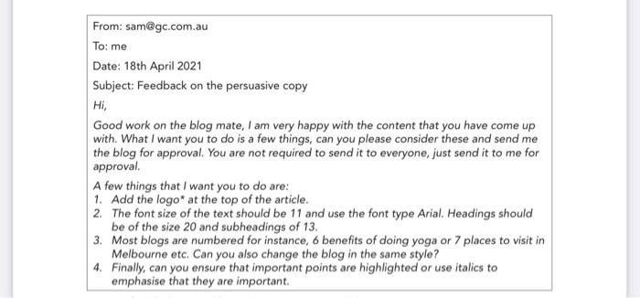 Question 7: Most of the feedback that you