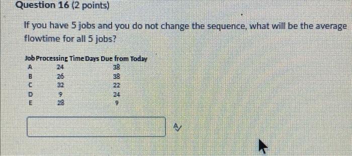 16 Question 16 (2 points) If you have 5 jobs and