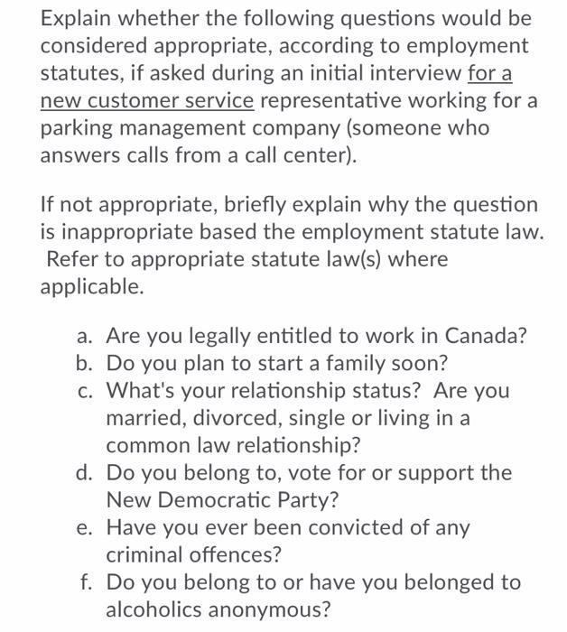 its from Employement law Explain whether the