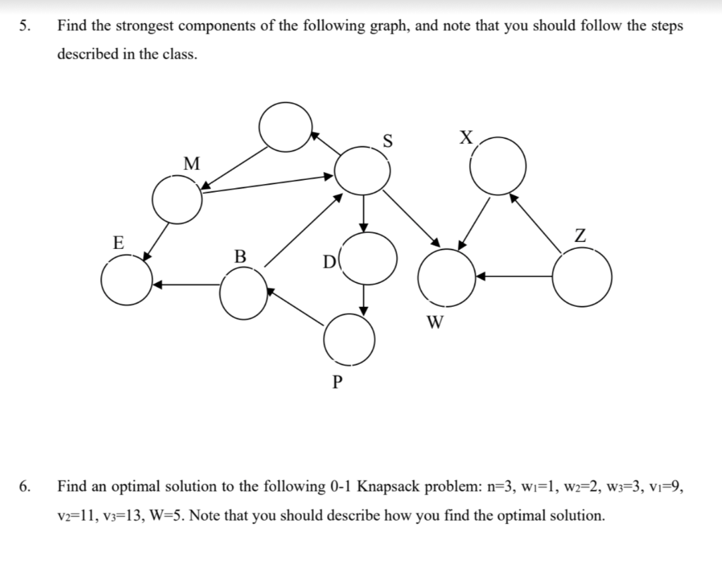 5. Find the strongest components of the following
