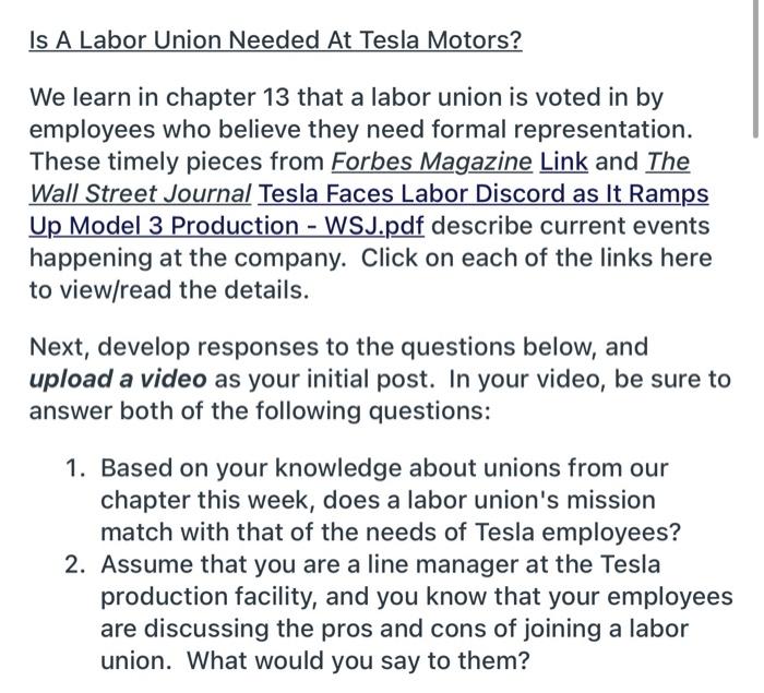 Is A Labor Union Needed At Tesla Motors? We learn