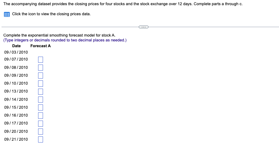 Date A B C D Stock Exchange 09/03/2010 126.54