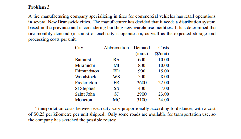 Problem 3 A tire manufacturing company