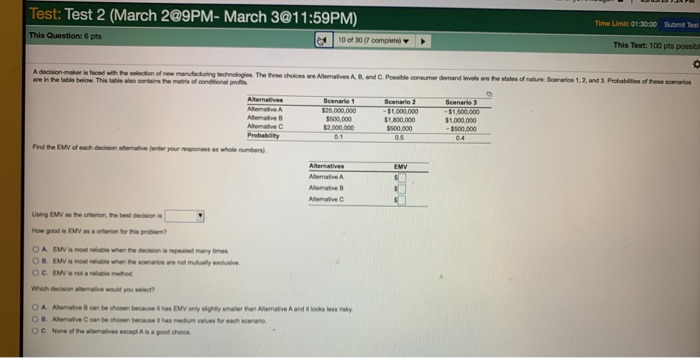 Test: Test 2 (March 2@9PM- March 3@11:59PM) This