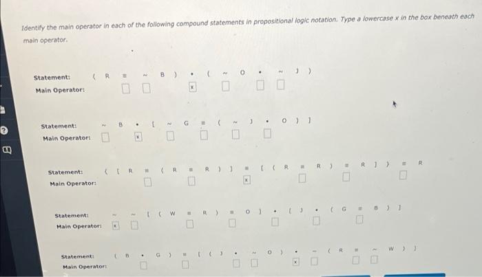 ? Identify the main operator in each of the