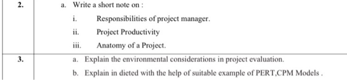 2. a. Write a short note on: i. Responsibilities