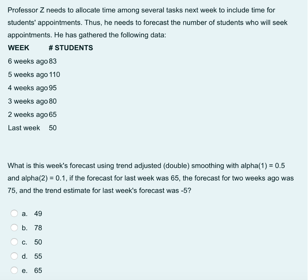 Professor Z needs to allocate time among several
