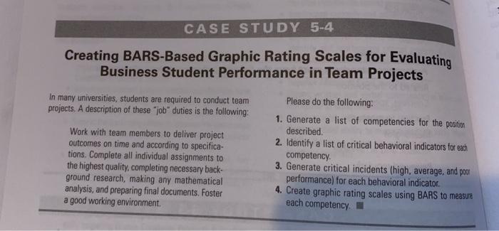 CASE STUDY 5-4 Creating BARS-Based Graphic Rating