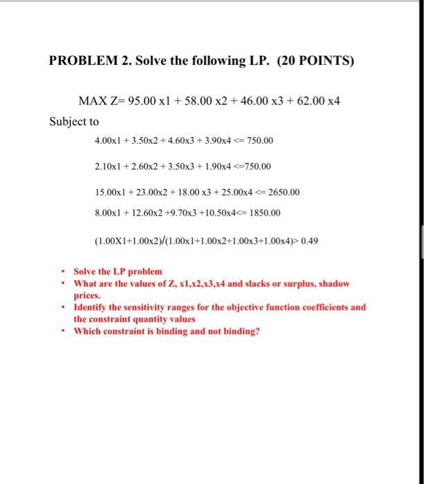 give step by step solution PROBLEM 2. Solve the