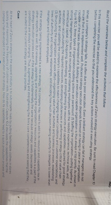 Help SVE Read the overview below and complete the