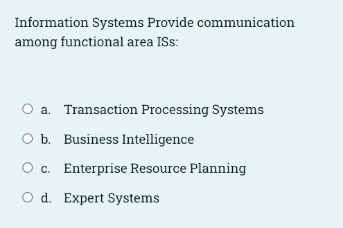 Information Systems Provide communication among