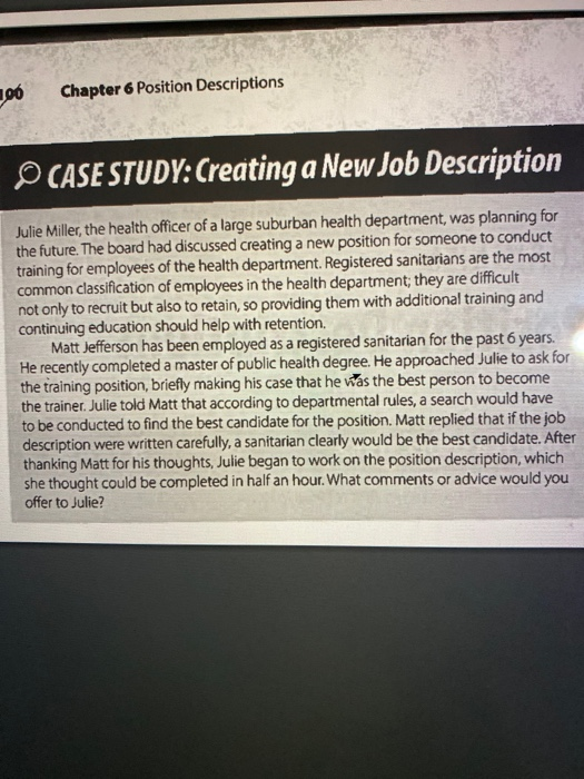 100 Chapter 6 Position Descriptions CASE STUDY: