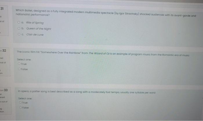 music appreciation please help quick 31 Which