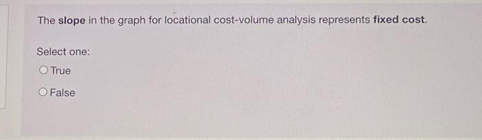 The slope in the graph for locational cost-volume