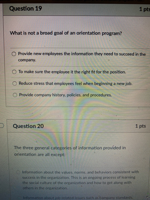 Question 19 1 pts What is not a broad goal of an
