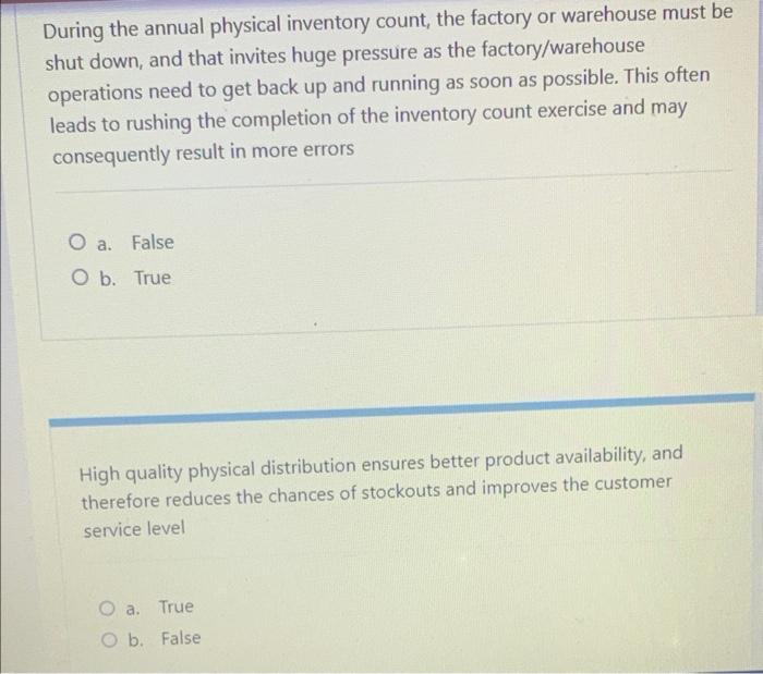 During the annual physical inventory count, the