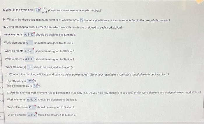 a. What is the cycle time? 90 (Enter your