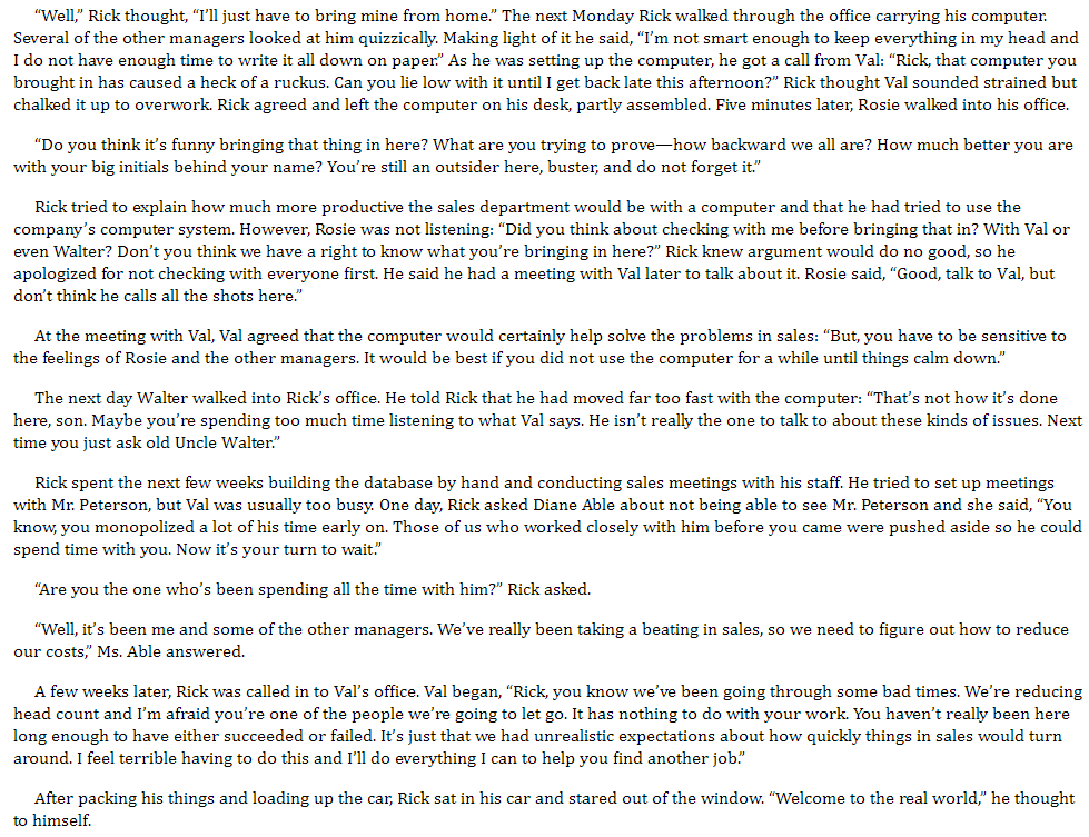 Why do you think Rick was let go? How does