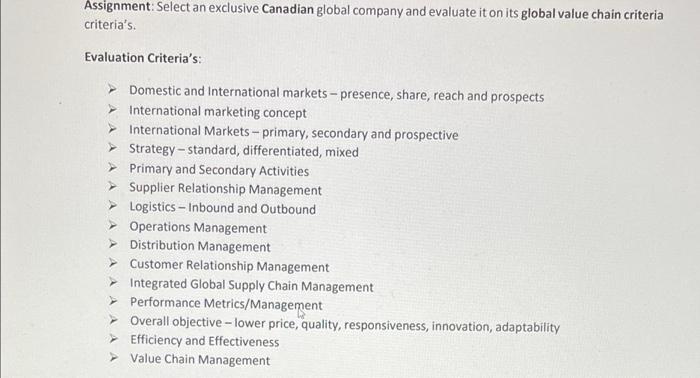 if possible please explain points and only canada