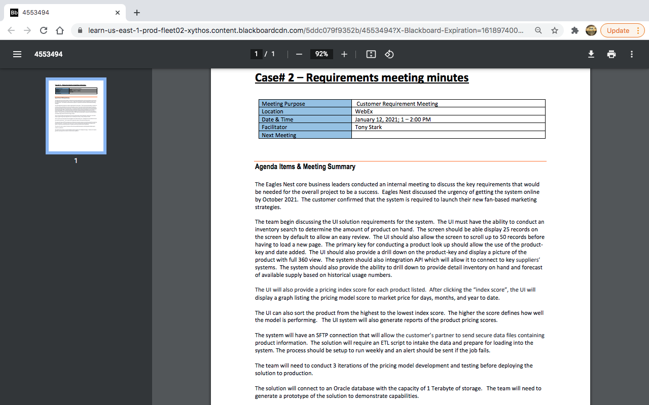Requirements Matrix Form Identification Date: