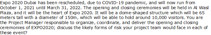 Expo 2020 Dubai has been rescheduled, due to