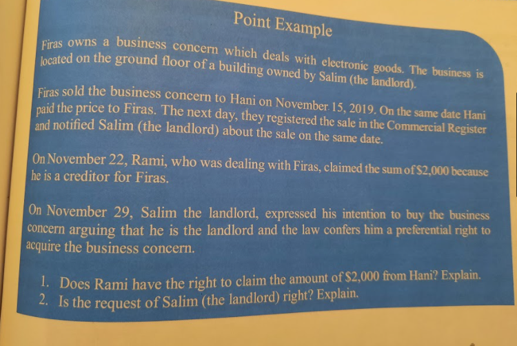 Firas owns a business concern.. i need both