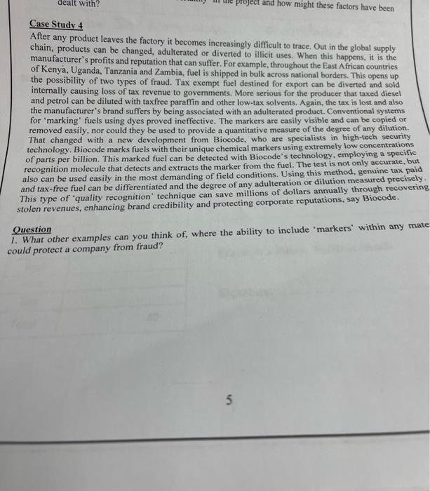 dealt with? project and how might these factors