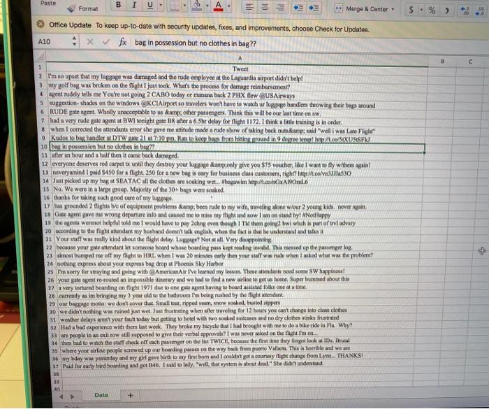 Question 22. le ts 22. Text Mining of Tweets.