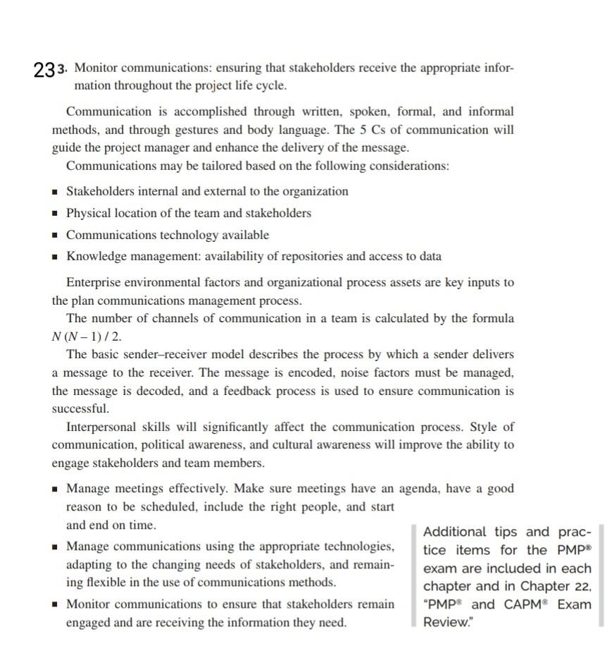 tu 233. Monitor communications: ensuring that