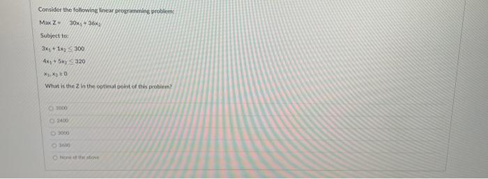 Consider the following linear programming problem